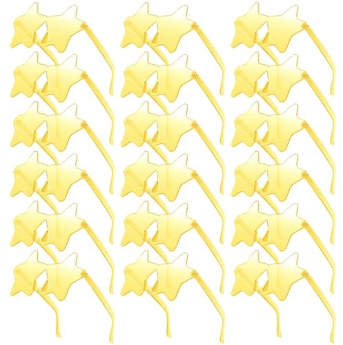 Morcheiong 10/20/30/40 Pcs Lunettes de soleil étoiles colorées sans monture, lunettes de soleil tendance pour fête de mariage à la piscine, verres pentagrammes (20, yellow)