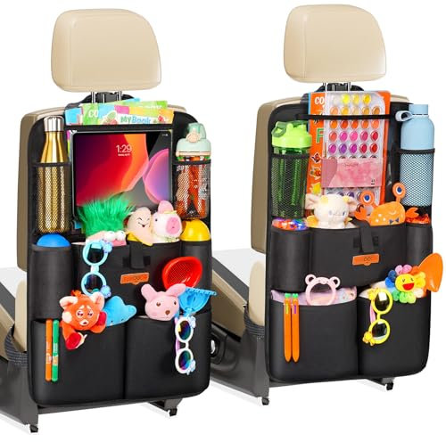 SURDOCA Rücksitz Organizer Kinder - 5th Generation Auto Organizer mit 11-Zoll-Tablet-Halter - Kofferraum Organizer, Rückenlehnenschutz Auto