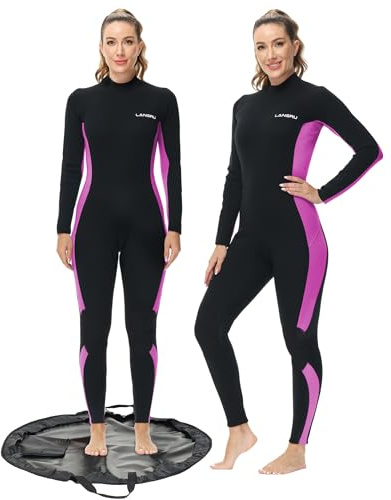 Lansru Traje de neopreno completo 3/2 mm CR neopreno cremallera trasera