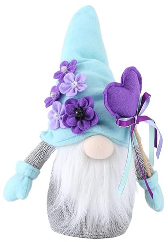 Jultomte, Skandinavisk Tomte Med Plysch Fylld Med Lila Blommor | Vinterklumpar, Ansiktslös Rudolph Plysch 11,8 tum, Samlarfigur Svensk Docka Tomte
