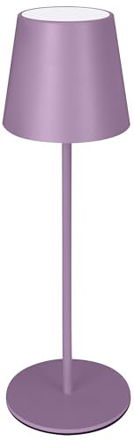 Majestic AGATA - Lampada da tavolo LED senza fili ricaricabile, Lunga durata, Dimmer Touch, Luce Calda-Naturale-Fredda, per interni ed esterni IP54, H37cm, LILLA PASTELLO