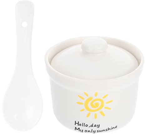 CRILSTYLEO pentola di stufato zuppiera in porcellana cucchiaino da caffè vintage intagliato posate cuocipappa contenitori ermetici per alimenti tazza da minestra in ceramica stufato portatile