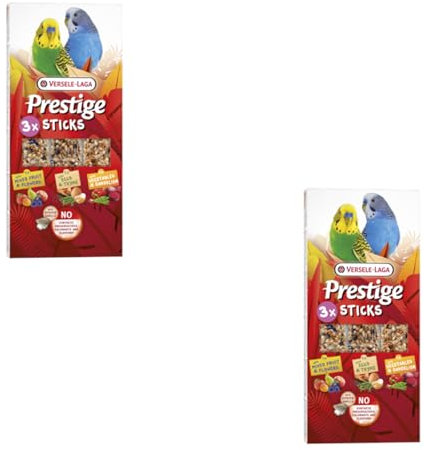 Versele-Laga Prestige Sticks Periquitos Triple Variety | Pack Doble | 2 x 90 g | Snack para periquitos pequeños | Frutas & Flores, Verduras & Diente de León, Huevo & Tomillo