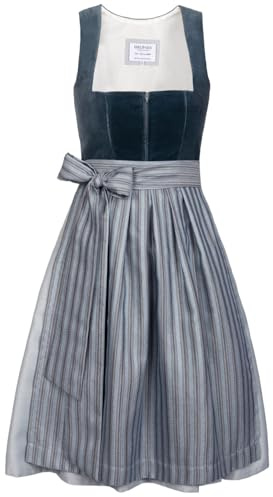 Edelnice Trachtenmode Midi Dirndl Veronika Samt Petrol inkl. traditioneller Dirndlschürze Gr. 32-54 (DE/NL/SE/PL, Numerisch, 48, Regular, Regular, Petrol)