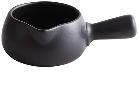 Keramisk mjölkkastrull – mini smörvärmare med handtag – mångsidig svart emaljmjölk kastrull för såser och kaffe