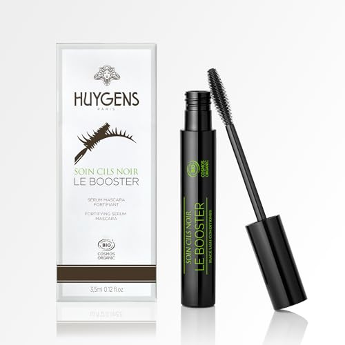 HUYGENS Lash Booster Mascara – 2-i-1 serum och svart mascara – förlänger, stärker och stöder naturlig ögonfranstillväxt – med ekologisk ricinolja – hormon- och parfymfri – 3,5 ml
