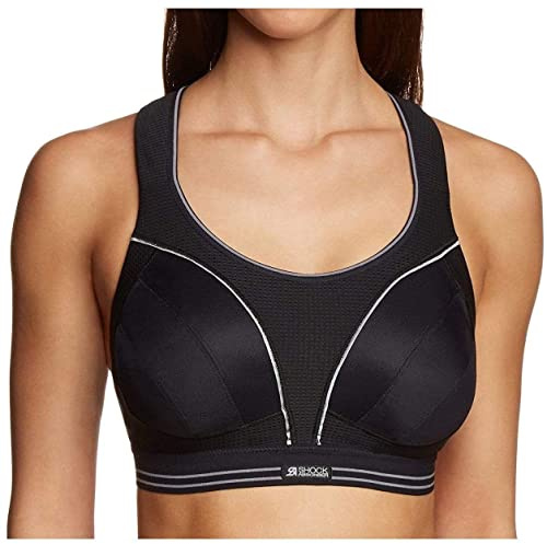 Champion Women's Shock Absorber S5044 Ultimate Run Bra Sports Bra, Black/Silver, 36E