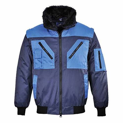 Portwest PJ20 Pilotjacka Polyester Vattenavvisande 6 Fickor Ärmficka Vinter | Marinblå, XS, UPF 50+, Normal Passform, Lång Ärm, Hög Andel Bomull, Radioenhet Ögla, Extremt Vattenbeständig, Smutsavvisande