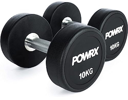 POWRX Professionell Rundhantel 2er Set | Gummi Kurzhantel Beschichtung GERUCHSNEUTRAL 5-30kg | Verchromt und gerändelt | Studioqualität (5)