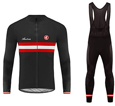 UGLY FROG Herren Winter Warm Fleece Schnelltrocknend atmungsaktiv Langarm Fahrrad Reitkleidung Set Mit 3D Kissen Gepolsterte Lange Hosen für Radfahren Größe (XS-6XL)