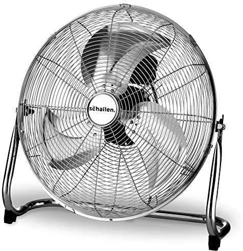 Schallen Chrome Silver Metal High Velocity Cold Air Circulator Adjustable Floor Fan with 3 Speed Settings (18)