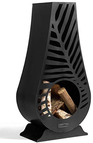 Gartenkamin Lima Gartenofen H 108cm zum Heizen und Grillen Terrassenofen aus Naturstahl Kamin Ofen CookKing