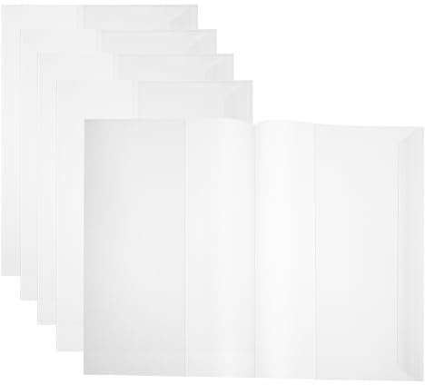 STOBOK Waterproof Book Covers, 5 Pack Reusable Transparent Book Protector Sleeves for 16K Hardback Textbooks for School Office Use