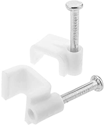 Chiodini con fermacavo piatto 5mm bianco 100pz