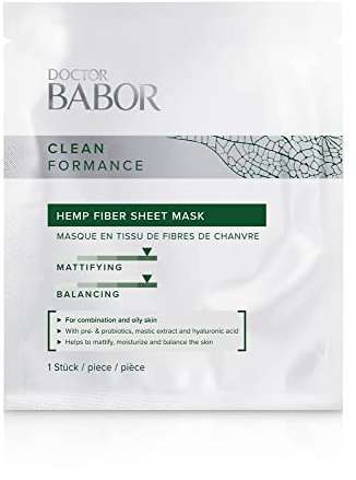 DOCTOR BABOR CLEANFORMANCE Hemp Fiber Sheet Mask, Kühlende Tuchmaske für ölige Haut & Mischhaut, mit Hyaluronsäure, Mattierend, Vegane Formel, 1 Stk.