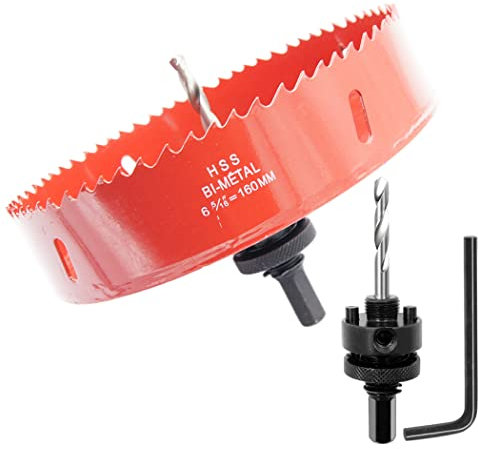 Lochsäge 160mm, LAIWEI Schwerlast Dorn lochbohrer, 4341 Bohrer, Lochfräser zum Bohren von Löchern in Holz, Aluminium, PVC und anderen Materialien, Bohrwerkzeuge