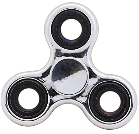 Toyland® Fidget Hand Spinner - Soulagement du Stress et de l'anxiété - Couleurs Assorties (Anneaux métalliques argentés et Noirs)