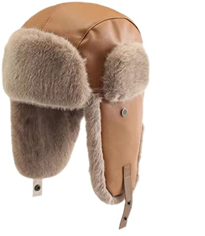 GIBZ Gorro de Aviador de Piel para Mujer Sombrero de Trampero Caqui
