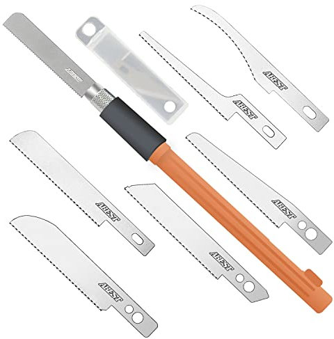 Magicrose Mini Hand Saw Model Craft Tools with 8 DIY Craft Pieces Blades Modelling Knife Hobby DIY Saw Hacksaw Tool Kit for Trimming,Engraving,deburring,and Cutting.