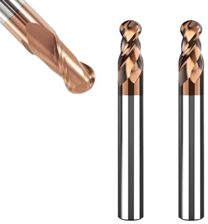 ASNOMY 2 fresas de cabeza esférica VHM – Ø 6 mm, revestimiento AlTiN HRC 55, fresa de cabeza de carburo de tungsteno de 2 dientes CNC para metal