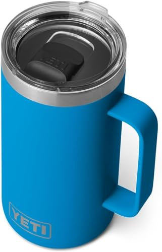 YETI Rambler Mug, Vacuum Insulated Stainless Steel Mug with Magslider Lid, Big Wave Blue, 24 oz (709 ml)