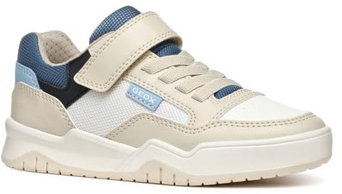 Geox J Perth Boy E Sneaker, Lt Beige/White, 41 EU