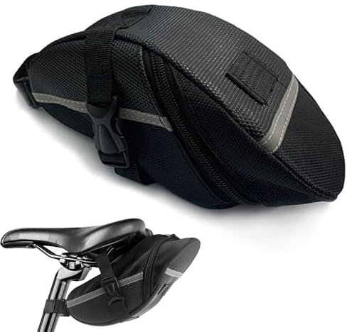 SJDOFU Satteltasche, Fahrrad Satteltasche, Fahrradsitz Tasche wasserdichte Rahmentasche Fahrradtasche Oberrohrtasche Aero Wedge Pack Bag für Mountainbikes, Fahrräder(Schwarz