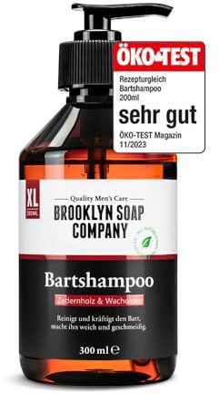 Brooklyn Soap Company, Bartshampoo 300 ml - Bart Shampoo für Herren - Bartseife für die tägliche Reinigung & Bartpflege - Reduziert Schuppen & Juckreiz