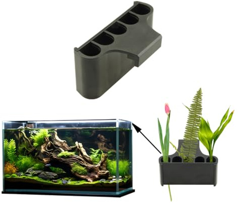 Aquarium Plant Holder,Fish Tank Plant Holder,Aquarium lid Clips,Aquarium Plant Pot,Hydroponic Fish Tank Planter, Aquatic Plant Cup for Aquascape Decorations (Black, 1PCS Rimless)