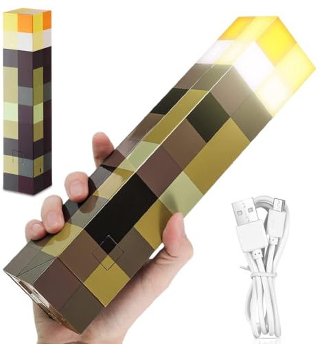 VOHESEA Lampada da Parete Torcia Miner, 28 cm lampada da notte ricaricabile, Lampada 3D Torch, Lampada da notte Mano/Montaggio a Parete per bambini, regali, soggiorno, camera e feste, Giallo