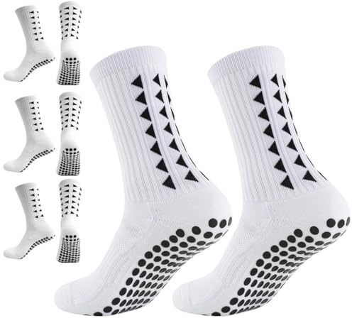 MOBOOY 3 Pairs Non Slip Football Grip Socks for Men, Grip Socks Football Socks Anti-slip Sports Soccer Socks with Rubber Dots for Football Basketball Volleyball Yoga Running Trekking Hiking