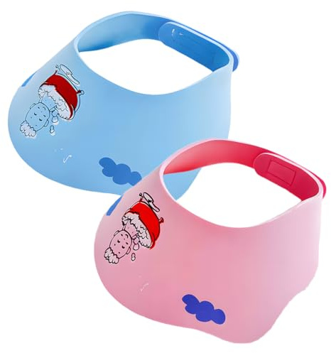 JYNVO 2pcs Gorro de Ducha de Bebé Para,Gorro ducha niños,Suave Ajustable con Protección para los oídos Gorro de ducha,Evitar que Agua Fluya hacia los Ojos y la Cara