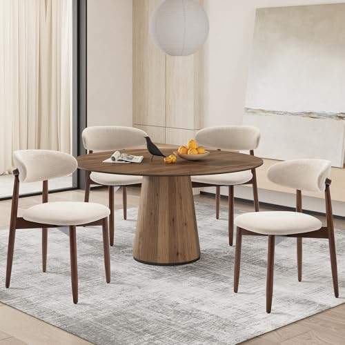 COLAMY Modern Dining Chairs Set with Wooden Legs – Upholstered Fabric Dining Room Chairs with Curved Backrest, Soft Cushion Seat, and Sturdy Rubberwood Frame for Kitchen, Living Room, or Café