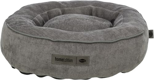 Trixie Hundsäng Vital Lennox, Chenille, rund, ortopedisk hundkudde i grått, ø 60 cm – mysig hundkorg med viskoelastiskt skum för minneseffekt – 371321