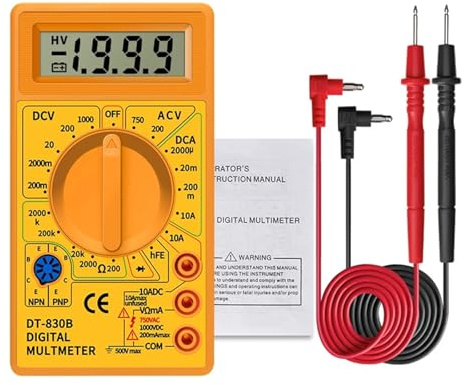 Multimètre numérique LCD AC/DC DT830B 750/1000 V, voltmètre, ampèremètre, testeur d'ohms, appareil de mesure portable haute sécurité.(Yellow)