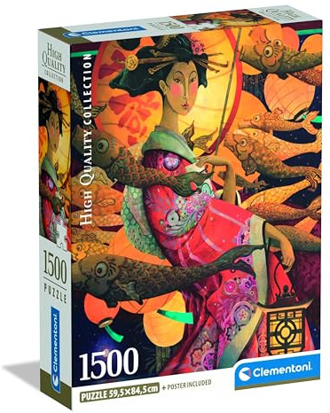 Clementoni - Puzzle 1500 Pezzi per Adulti e Ragazzi, Illustrazione Giapponese Koinobori Dance, Idea Regalo, Compact Box, Made in Italy, 59,5x84,5, Poster Incluso, 31756
