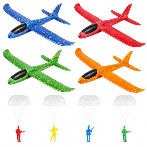8PCS Foam Planes Glider Set with Parachutes for Outdoor