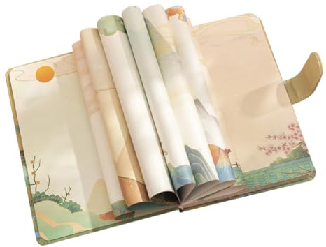 ibasenice Carnet de Style Chinois Boucle Magnétique Rétro, Bloc-notes pour L'emploi du Temps en Papier et Tissu, pour Étudiants et Enseignants