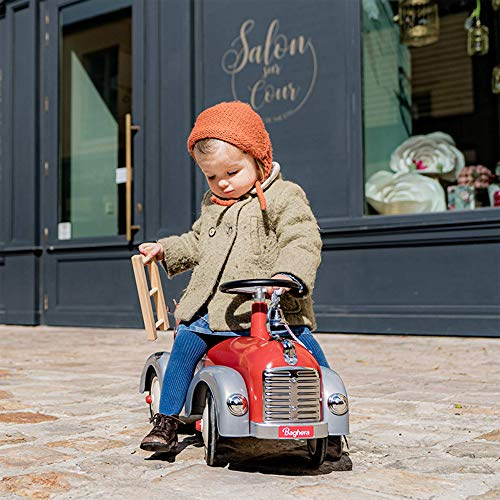 Baghera Speedster Pompier – Porteur Métal Rouge pour Enfants dès 1 an – Voiture de Pompiers Vintage avec Cloche Fonctionnelle – Jouet Développeur de Motricité