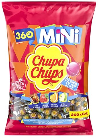 Chupa Chups The Best Of – 360 Mini Sucettes Assorties aux Goûts Fruités