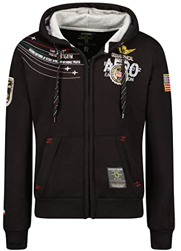 Geographical Norway, felpa con cappuccio da uomo, giacca modello Faero Black XXX-Large