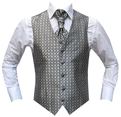 MMUGA Hochzeitwesten Set mit Plastron Grau 46