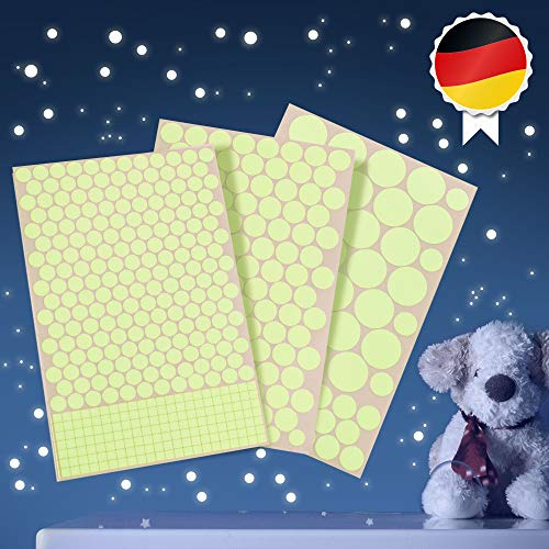 Paraboo Punti luminosi soffitto [524 pzz.] - stelle fluorescente adesive – adesivi fluorescenti - puntini luminose per cameretta per il tuo cielo stellato
