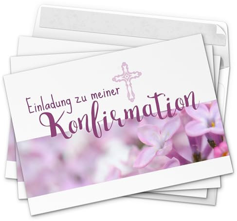 10 x Einladungskarten zur Konfirmation mit Umschlägen/Für Mädchen/Konfirmationskarten/Einladungen zur Feier