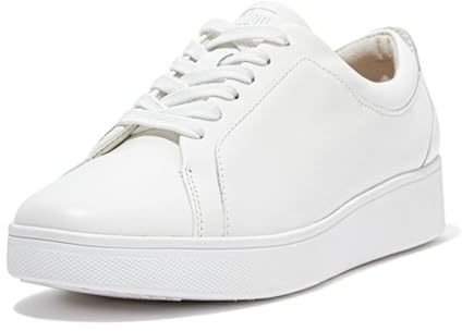Fitflop Women's Rally Trainers - Soft Leather Tennis Sneakers - Comfortable, Lightweight with Natural Arch Support - Urban White - 5 UK