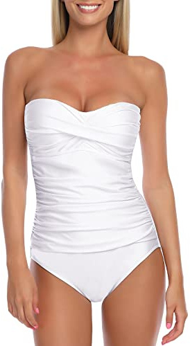 RELLECIGA Classic Maillot de Bain Une pièce, Blanc, M Femme