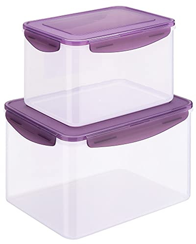 Navaris Plastic Food Containers with Airtight Locks - Set of Large (9L) and Medium (4.9L) Storage for Meal Prep, Food - Freezer and Microwave Safe