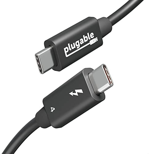 Plugable Thunderbolt 4 Cable with 240W Charging, Thunderbolt Certified, 3.3 Feet (1M),1x 8K Display, 40 Gbps, Compatible with USB4, Thunderbolt 3, USB-C