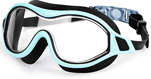 Schwimmbrille, keine auslaufende Anti-Nebel-Schwimmbrille Schwimmbrille für erwachsene Männer Frauen Jugend, UV-Schutz 180° Klarsicht (Blau)