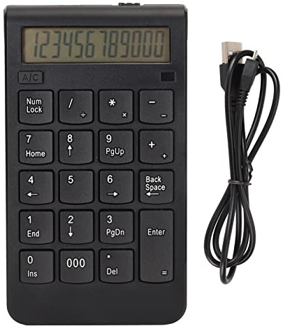 ciciglow Wireless Numeric Keyboard, 2.4G USB Number Pad 19 Key Portable Keypad with LCD Screen U Shaped Keys for 98/95/ NT/ME /2000/ XP/Vista /7.0/8.0